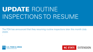 Blue and white graphic with text Update: Routine Inspections to Resume