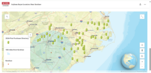 Cover photo for Map of Soybean Buyers in North Carolina
